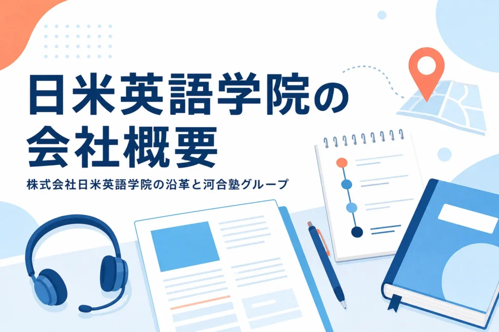 株式会社日米英語学院の会社概要と沿革を紹介する記事のアイキャッチ