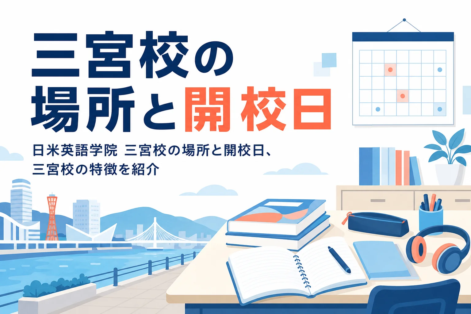 日米英語学院 三宮校の場所と開校日を紹介する記事のアイキャッチ
