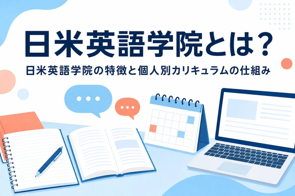 日米英語学院の特徴と個人別カリキュラムの仕組みを紹介する記事のアイキャッチ